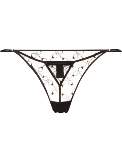 Kiki De Montparnasse Handcuff Lace G-string In Black