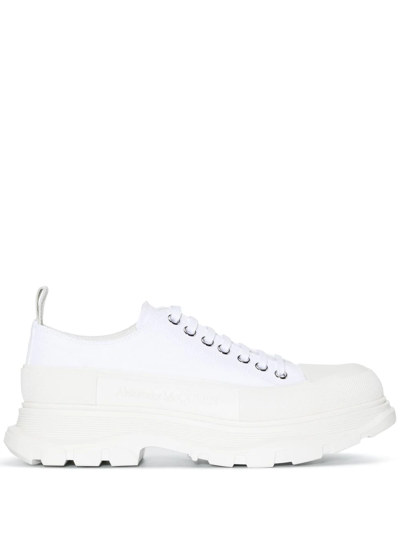 Alexander Mcqueen Tread Slick Rubber-trimmed Canvas Sneakers In White