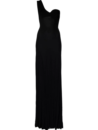 Paris Georgia Black Single Shoulder Draped Gown