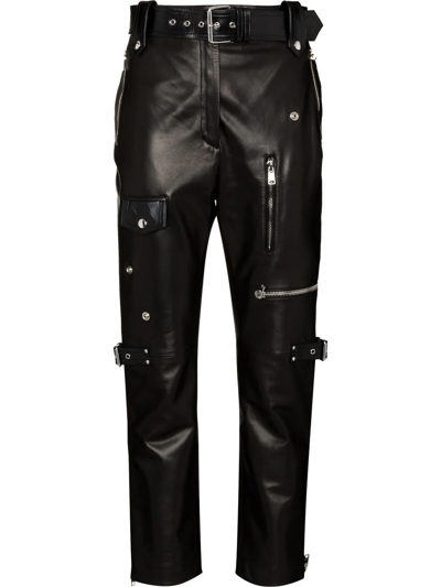 Alexander Mcqueen 抛光设计高腰长裤 In Black