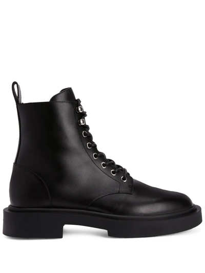 Giuseppe Zanotti Adric Leather Combat Boots In Black