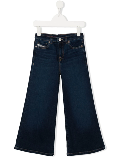 Diesel Kids' Mid-rise Bootcut Jeans In Blue