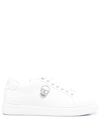 Philipp Plein Nappa Leather Lo-top Sneakers Skull In White