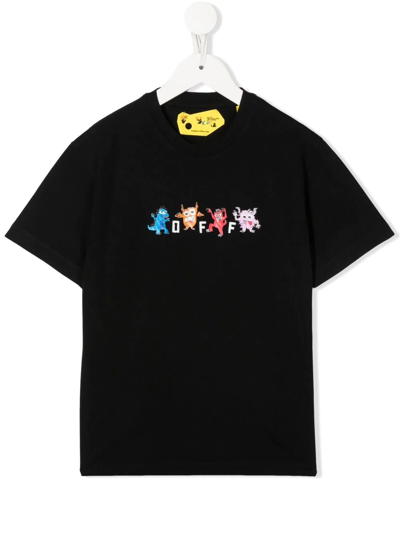 Off-white Kids' Logo-print T-shirt In Black