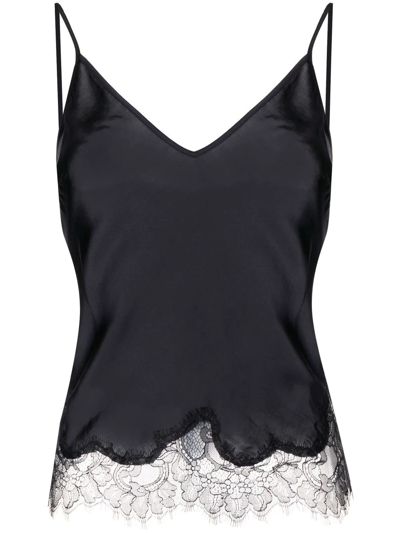 L Agence Lace-trimmed Camisole Top In Black
