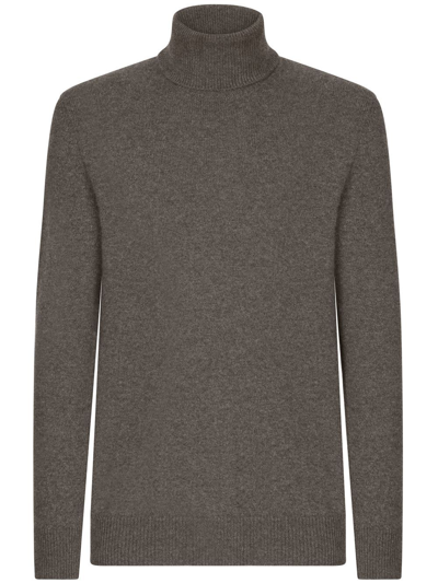 Dolce & Gabbana Roll-neck Cashmere Jumper In Brown