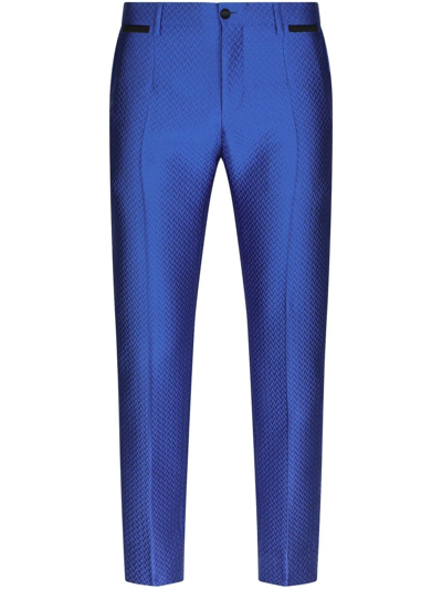 Dolce & Gabbana Zig-zag Jacquard Tailored Trousers In Blue