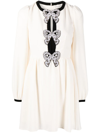 Saloni Camille Bow-embellished Dress In Cream Black Bows