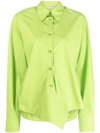 Low Classic Wrap-around Asymmetric Shirt In Green