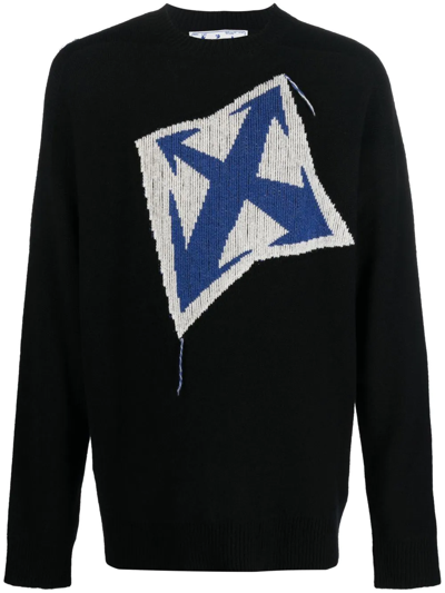 Off-white Black Sweater With Kite Arrows Embroidery