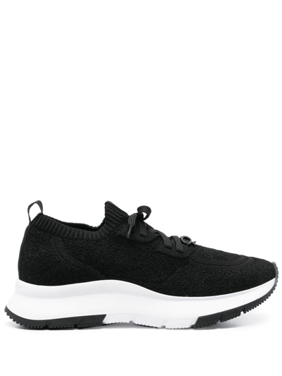 Gianvito Rossi Glover Knit Bouclé Low-top Sneakers In Black
