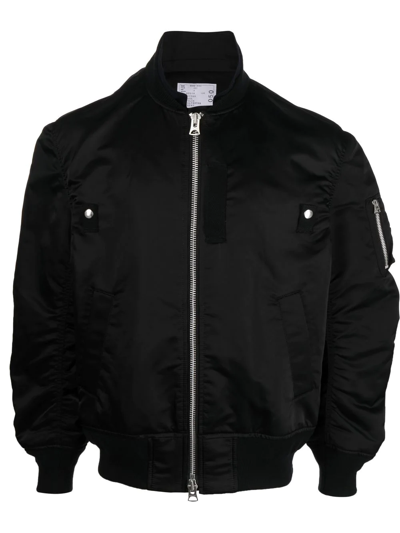 Sacai Zip-up Bomber Jacket In Black