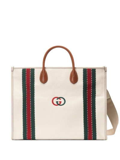 Gucci Medium Tote Bag With Interlocking G In White