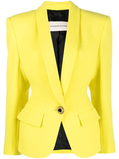 Alexandre Vauthier Single-breasted Wool Blazer In Yellow