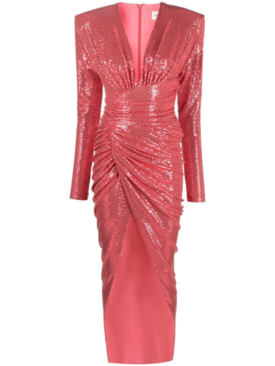 Alexandre Vauthier Ruched Sequin-embellished Maxi Dress In Pink
