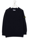 Stone Island Teen Compass-patch Crewneck Sweatshirt In Blue