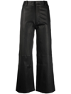 ARMA WIDE-LEG CROPPED LEATHER TROUSERS
