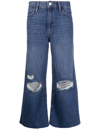 FRAME DISTRESSED CROPPED-LEG JEANS