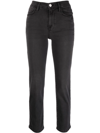 Frame Le High 'n' Tight Straight Leg Jeans In Black