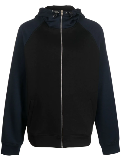 Alexander Mcqueen Colour-block Zip-up Hoodie In Black