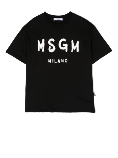 Msgm Logo-print Cotton T-shirt In Black