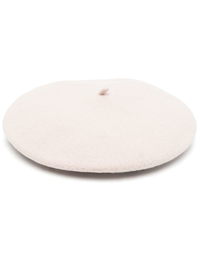 Emporio Armani Logo-strap Detail Beret In Gres Beige