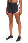 Nike Women's Dri-fit Tempo Running Shorts In Black/ White/ Pink/ Wolf Grey