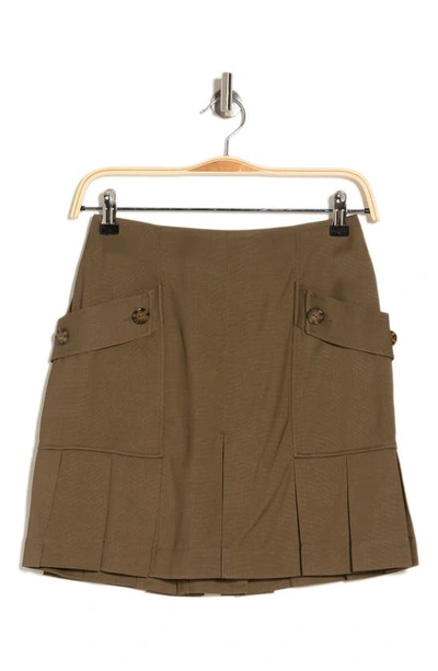 Reiss Khaki Pleated Mini Skirt