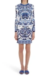 DOLCE & GABBANA MAJOLICA LONG SLEEVE JERSEY DRESS