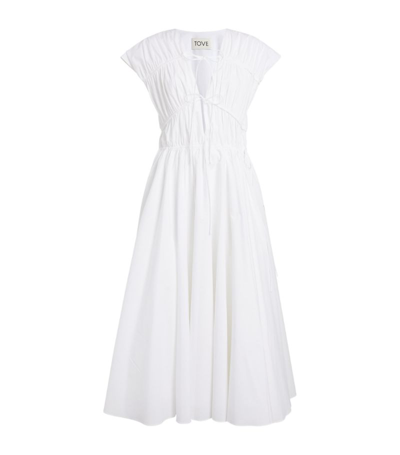 Tove Ceres Smocked Organic Cotton-poplin Maxi Dress In White