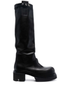 RICK OWENS KNEE-HIGH LEATHER BOOTS