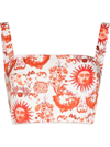 Borgo De Nor Didi Square-neck Cotton-poplin Crop Top In Weiss