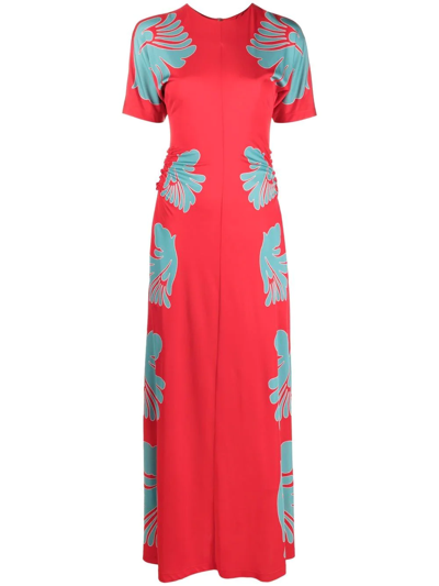 La Doublej Angelica Placée-print Crepe-jersey Dress In Ali Rosso Placee