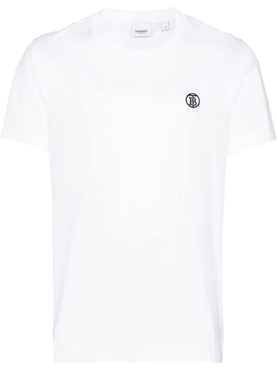 Burberry Parker Tb Logo Cotton Jersey T-shirt In Blanco