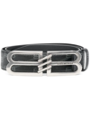 Balenciaga Bb Black Monogrammed Leather Belt