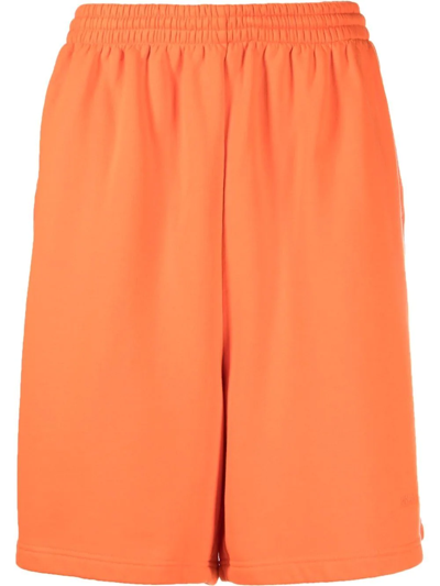 Balenciaga Logo-embroidered Track Shorts In Orange
