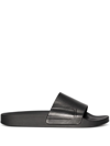Frescobol Carioca Black Humberto Faux Leather Slides In Schwarz
