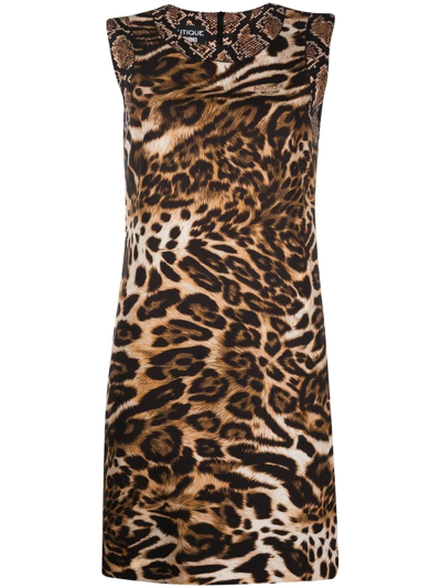 Boutique Moschino Animal-print Mini Shift Dress In Multicolour