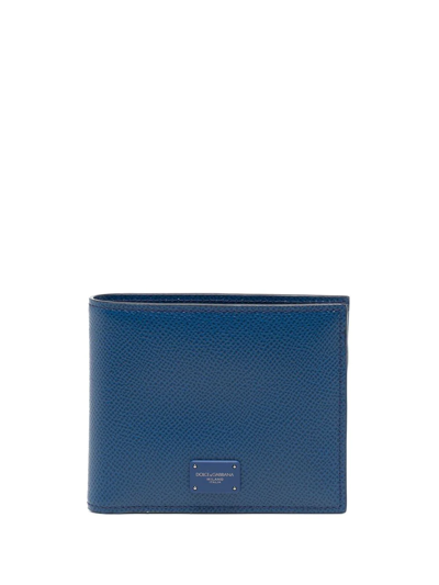 Dolce & Gabbana Logo Plaque Billfold Wallet In Blue