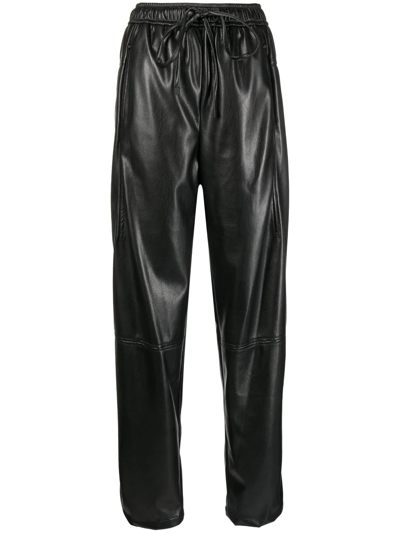 Low Classic Faux-leather Drawstring Trousers In Black