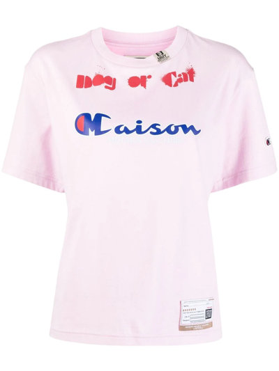 Miharayasuhiro X Champion Logo-print Short-sleeved T-shirt In Rosa