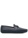 Ferragamo Palinuro Logo Gancino Leather Loafers In Blau