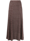 Tory Burch Ribbed-knit Midi Skirt In Rot