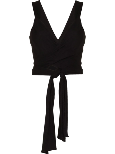 Lama Jouni Black Wrap-around Crop Top