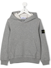 Stone Island Compass-patch Pullover Hoodie In Grau