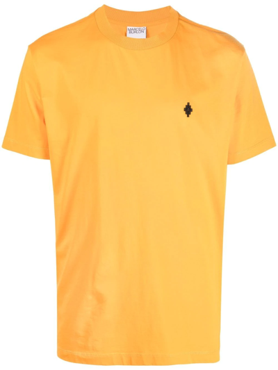 Marcelo Burlon County Of Milan Embroidered-logo T-shirt In Orange