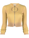 PACO RABANNE RIBBED-KNIT ZIP-UP TOP