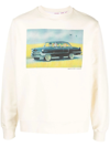Gcds Man Beige Crew Neck Sweatshirt With Nightmares Print In Nude