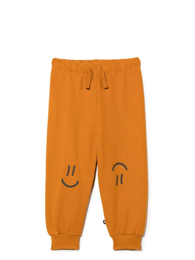 Molo Babies' Smile-print Track Trousers In Yellow