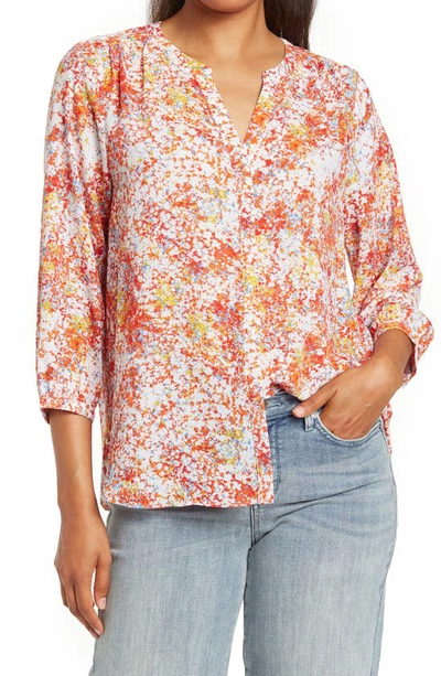 Nydj High/low Crepe Blouse In Sophies Garden
